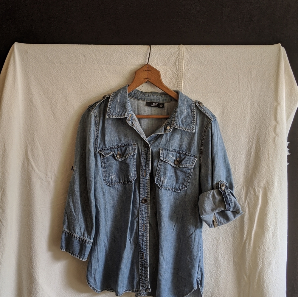 Ana brand blue jean button down shirt.  Size Medium